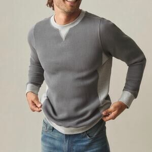 American Giant Men's Colorblock Summit Waffle Long Sleeve Crew Grey L NWOT